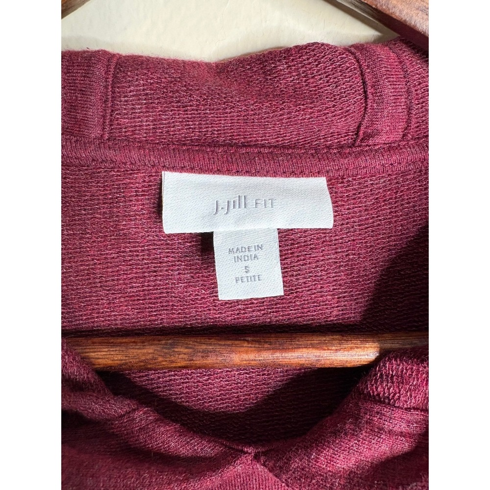 J. Jill Fit Tunic Hoodie Women Small Petite Burgundy Cotton Modal Activewear Top - Picture 2 of 11